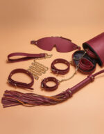 BDSM Bondage Set – The Ultimate Wine Red SM Restraint Kit with Whip, Cuffs & Blindfold - Image 4