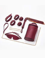 BDSM Bondage Set – The Ultimate Wine Red SM Restraint Kit with Whip, Cuffs & Blindfold - Image 3
